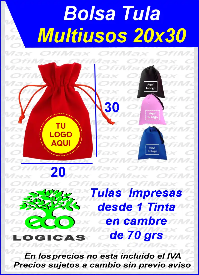 Bolsas tulas deportivas ecologicas personalizadas impresas en cambrel de 20x30, bogota, colombia